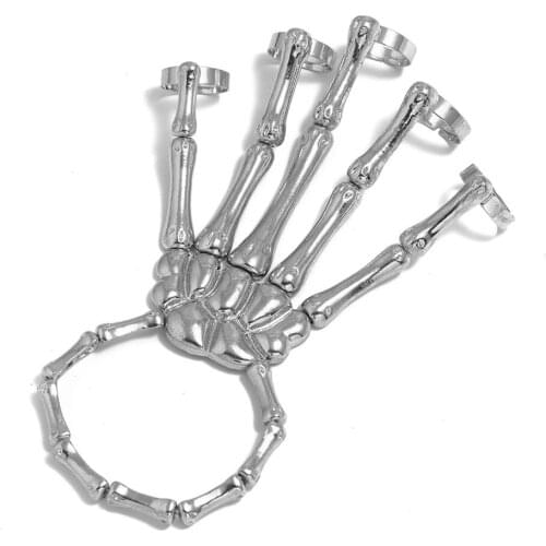 Halloween Bracelet For Women Gothic Punk Hand Skull Skeleton Elasticity Adjustable Bracelet Bangles Femme Party Accessories