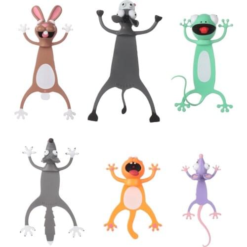 1PC 3D Creative Cartoon Animal Style Stereo Bookmarks Original Cute Cat PVC Material Book Markers Student Gifts Bookmarks