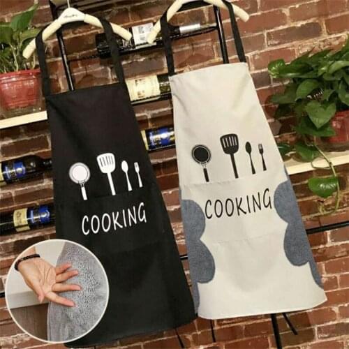 1PC Apron Knife and fork Print Brief Adult Water and Oil Proof Apron Kitchen Restaurant Cooking Bib Aprons with Pocket