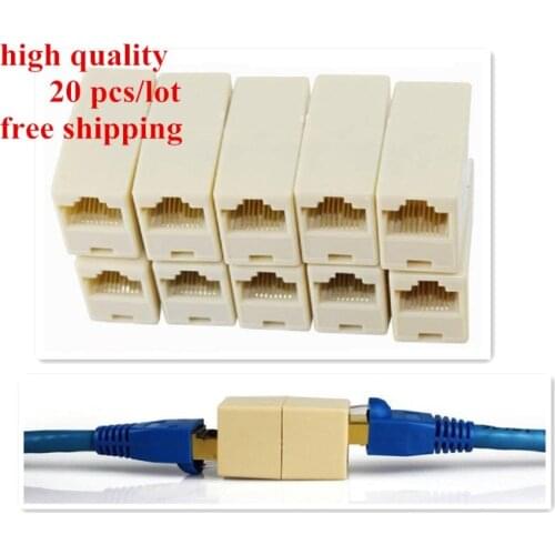High Quality 20 Pcs RJ45 CAT5 Coupler Plug Network Lan Cable Extender Connector Adapter
