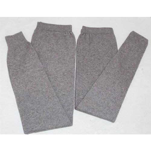 100%goat cashmere thicken leggings unisex skinny pants winter basics bottoming trousers 2pcs/set for lovers S-3XL