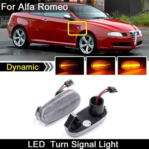 2Pcs For Alfa Romeo GT 147(937) MiTo 955 FIAT Bravo 198 Clear Lens LED Side Marker Light Dynamic Amber Turn Signal Lamp