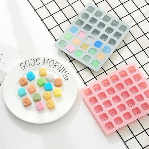 26 Grid English Letters Food Grade Silicone Chocolate Mold Fondant Molds Ice Cube Cake Decorating Tools DIY Kitchen Accessories