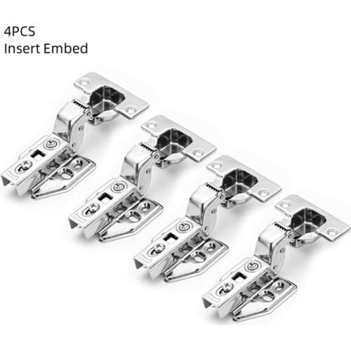 4pc Soft Close Kitchen Cabinet Cupboard Wardrobe Door Hinge Full Half Overlay Buffer Closer Furniture Hardware Shock Absorber