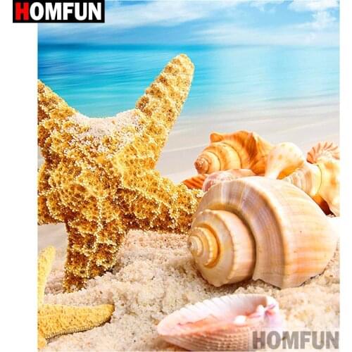 HOMFUN Full Square/Round Drill 5D DIY Diamond Painting "Sea star conch " 3D Diamond Embroidery Cross Stitch Home Decor A19501