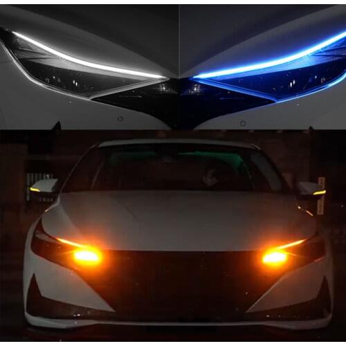 12V Car Led Light Strip DRL Daytime Running Lamp Strips Flexible LED Auto Headlight Surface Decorative Lamp Turn Signal Lights
