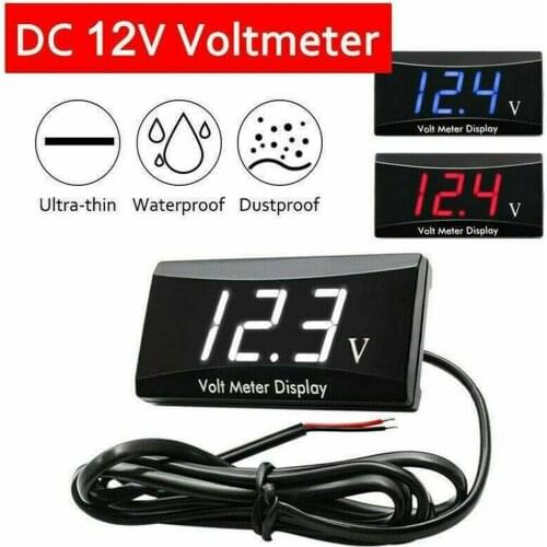 Car Voltage Meter LED Digital Voltmeter LED Waterproof Car Motorcycle DC12V Capacity Monitor Red Green Blue Volt Tester Detector