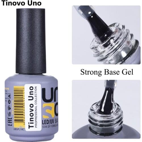 Tinovo Uno 15ML Strong Base Gel Manicure Gel Nail Polish Clear UV Soak Off Long Lasting Primer Gellac Strengthener Natural Nails