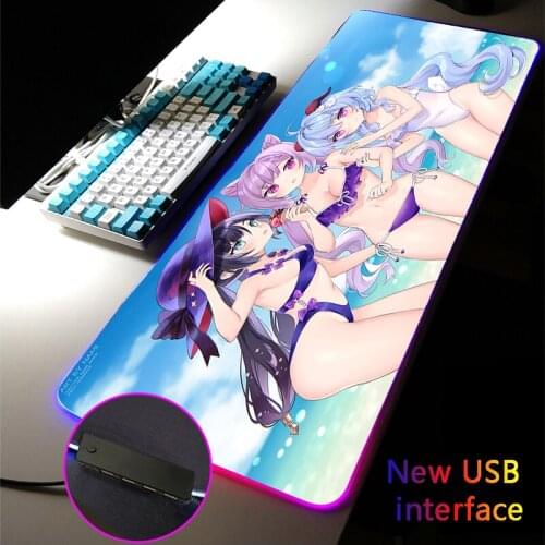 Customized Genshin Impact RGB Mouse Pad USB Hub Swimsuit MousePad Four USB Docking Dock Typec Interface Multi-interface DeskMat