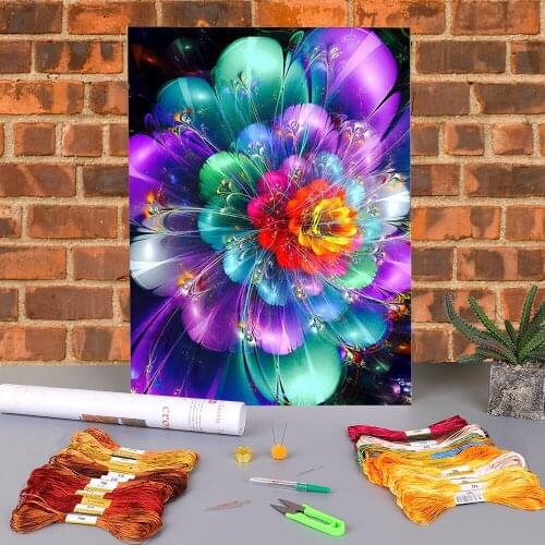 Art Flower Printed Fabric 11CT Cross-Stitch Embroidery Patterns DMC Threads Craft Sewing Knitting Painting Stamped Jewelry