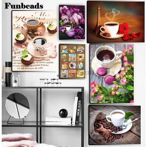 Full Drill Square Diamond Painting Coffee Cross Stitch Diamond Embroidery Cartoon Art Rhinestones Needlework Gift 5d Diy FF4209