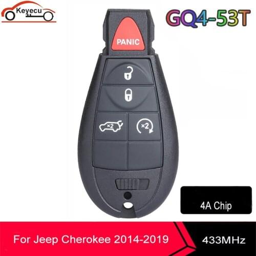 KEYECU GQ4-53T 433MHz 7961M 4A Chip Fobik Remote Key For Jeep Cherokee 2014 2015 2015 2017 2018 2019 P/N 68105083 AC AD AF AG