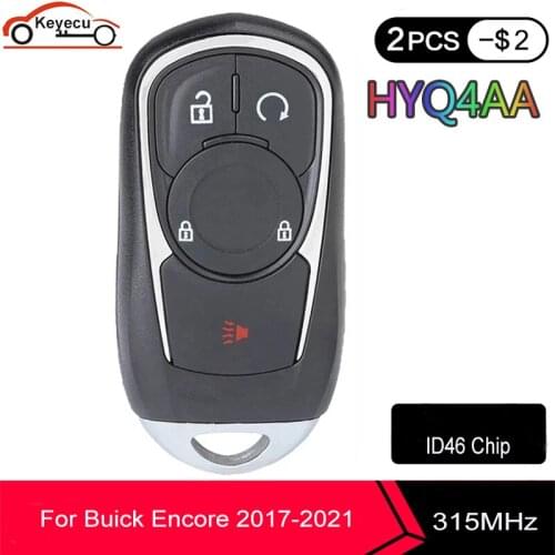 KEYECU HYQ4AA for Buick Encore 2017 2018 2019 2020 2021 Remote Key Fob ID46 Chip 4 Buttons 13506665 13532383 315MHz