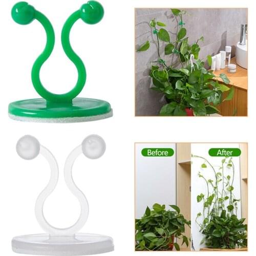 50pcs/lot Adhesive Plant Climbing Wall Fixture Clip Invisible Vine Support Cable Wire Type Holder Resin Sticky Hook White/Green