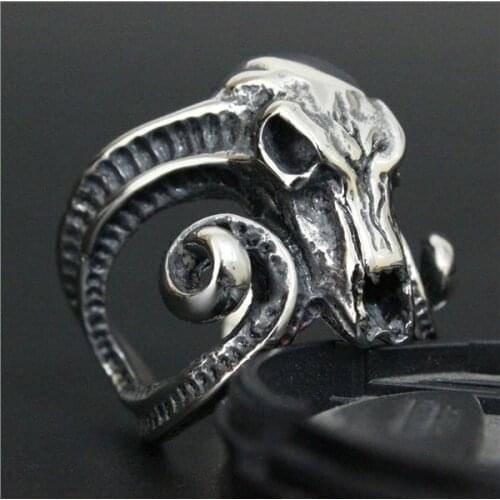 Newest Fashion Top Best Gift Animal Ring 316L Stainless Steel Men Boys Fashion Jewelry Animal Sheep Head Ring