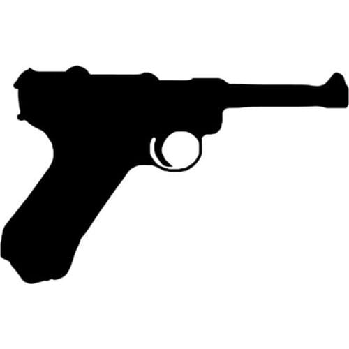 Hot Luger P08 German 9MM Car Sticker Decal Interesting Cartoon Motorcycle Stickers KK Vinyl Car Styling Accessories