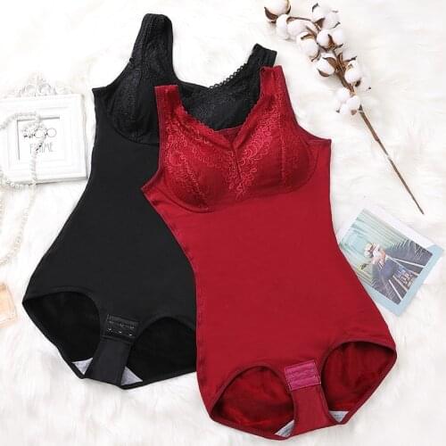 Linbaiway Womens Plus Size Slimming Underwear Velvet Thermal Bodysuit Sexy Padded Body Shaper Postpartum Abdomen Shapewear