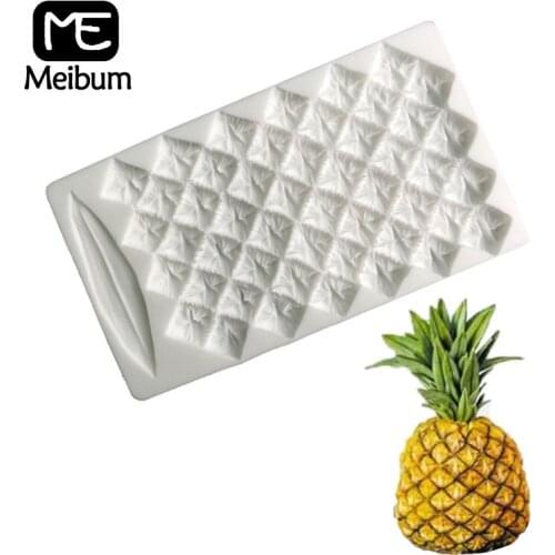 Meibum Pineapple Shape Silicone Fondant Cake Mold Gum Paste Sugar Craft Border Decorating Mould Chocolate Dessert Pastry Pan