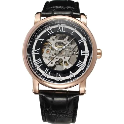 Fashion Winner Top Brand Mens Wrist Mechanical Watch Men Luxury Leathe Business Army Wrist Watch Sport Military Skeleton Clocks