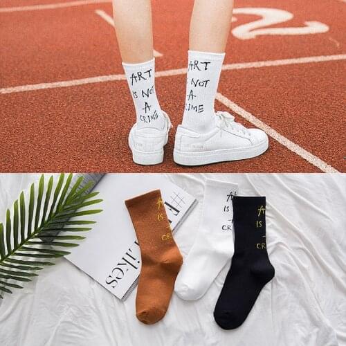 Fashion cotton male/female crew letter high quality socks print pattern hip hop tide brand interesting novelty white Skarpetki
