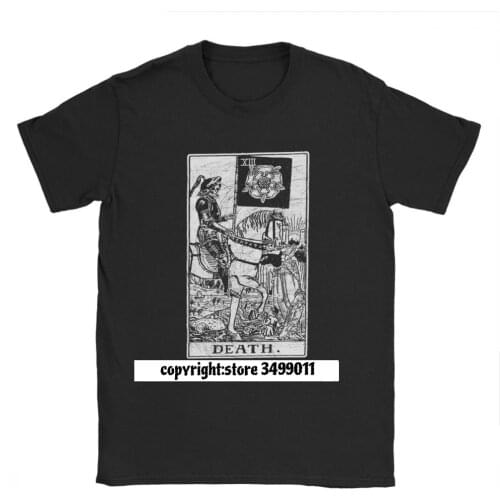 Men T-Shirt Death Tarot Card Major Arcana tune Telling Occult Cotton Tees Fitness The Magician Empress Tops T Shirt Camisas
