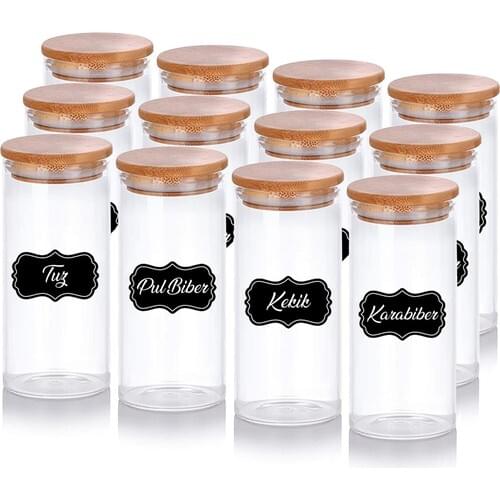 Mama Camilla Labeled 12'li Set Borosilicate Glass 350 ml Jar Set