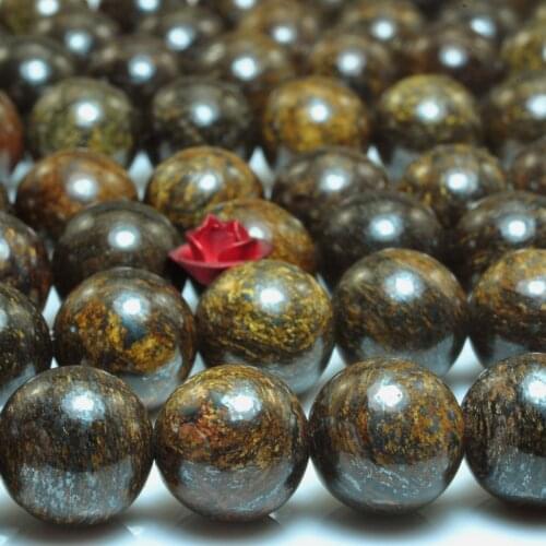 Natural Bronzite Stone Smooth Round Loose Beads Wholesale Gemstones Semi Precious For Bracelet Necklace Jewelry Making Diy