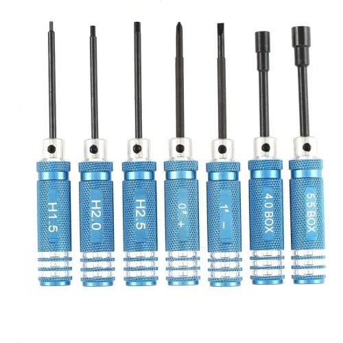 NEW 7PCS Straight Cross 1.5 2.0 2.5mm Hex Screwdriver 4.0 5.5mm Sleeve Tools Nut Wrench Kit For RC Helicopter Car Aircraft Drone
