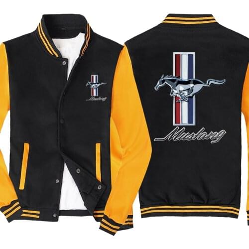 New Spring and Autumn Mens Baseball Jacket Mustang Logo No Cap Fashion Cardigan Long Sleeves Sportsweater Hoodies
