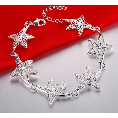 New arrive Fine nice charms Star fishstar silver color bracelets for women wedding high quality fashion jewelry Christmas gifts