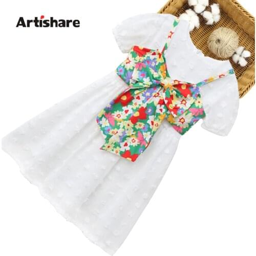 Teenage Children Clothes Floral Childrens Clothes For Girls Big Bow Girl Clothing Summer Childrens Clothes 6 8 10 12 14