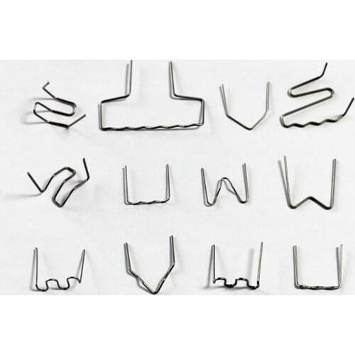 Hot stapler plastic repair system U shape staples 0.8mm 0.6mm wave double inside corner v w m flat slot plastic welding bumper