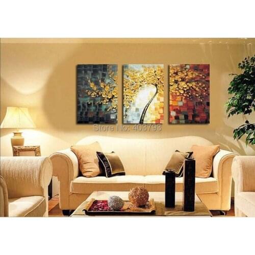 Modern abstract fashion oil painting on canvas for home decoration 3P rich tree free shipping