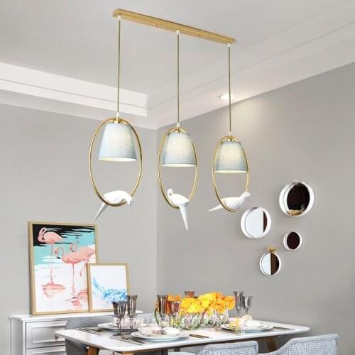 Modern led glass pendant light nordic dining room kitchen light bird designer hanging lamps home decor avize lustre lighting e27