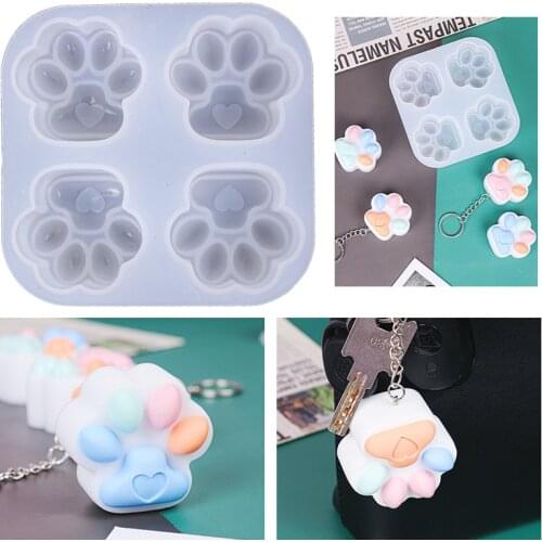 Super Cute Mini Cat Dog Paw Mold Silicone Epoxy Casting Mold for DIY Jewelry Pendant Making Handmade Lovely Keychain Crafts