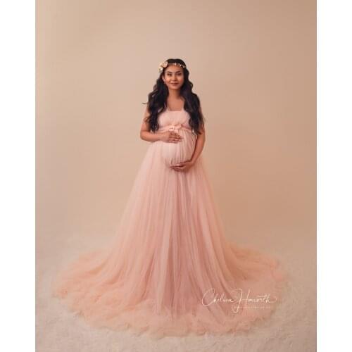 A-Line Tulle Dressing Gowns Maternity Dress for Photoshoot or Babyshower Custom Made V Neck Formal Party Dresses Womens Robes