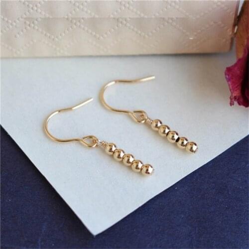 Gold Beads Waterdrop Earrings Gold Filled Handmade Brincos Not Fade Party Vintage Charm Jewelry Pendientes Oorbellen