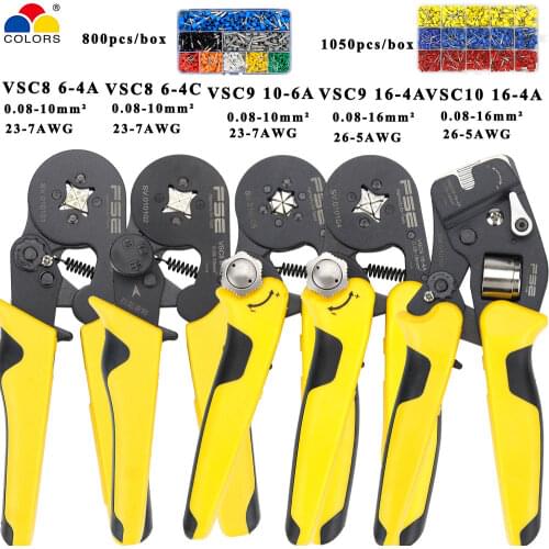 VSC9-16-4A 0.08-16mm^2 23-5AWG VSC10 16-4A Adjustable Precise Crimp Pliers Tube Bootlace 800/1050 Terminal Crimping Hand Tool