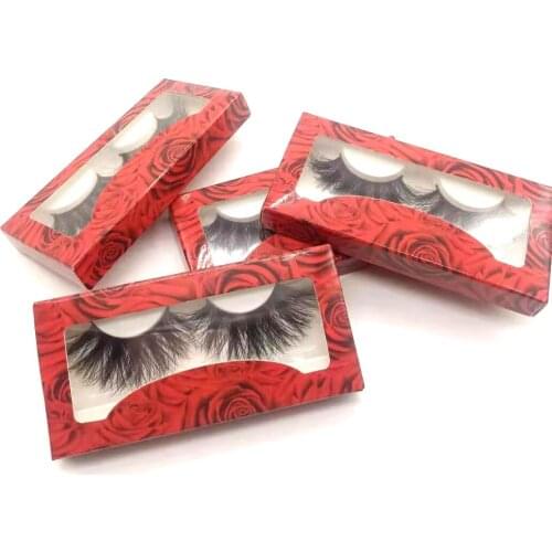 1 pair 25mm mink eyealsh 100% hand made real mink hair eyelash soft strip eyealsh make up lashes with rose package