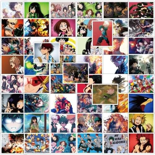 10/50Pcs Anime My Hero Academy Waterproof PVC Sticker Cartoon Anime Scooter Bike Mobile Phone Notebook Travel DIY Sticker