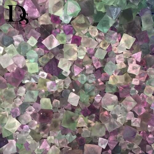 10 pieces Natural Clear Green Purple Fluorite Octahedron Quartz Crystal Point Pendant Rough Geometric Specimens DIY Jewelry