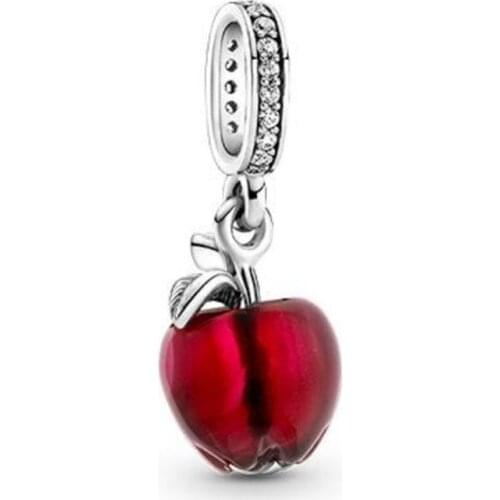 100% 925 Silver New Murano Glass Red Apple Pendant Suitable For The Original Pandora Bracelet Necklace Womens Diy Charm Jewelry