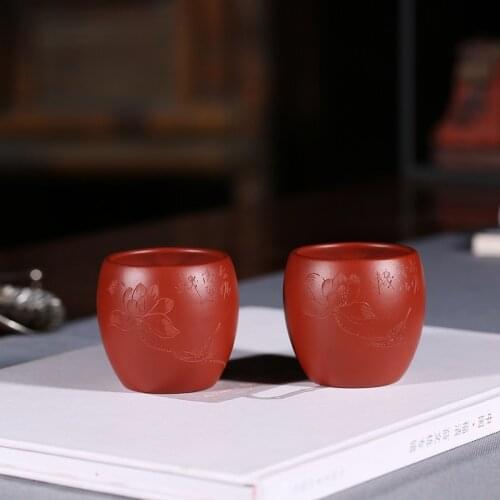 2 pcs/set Yixing Purple Clay Teacup Boutique Dahongpao Handmade small Tea Bowl Master teacup Customized Tea set accessories 90ml