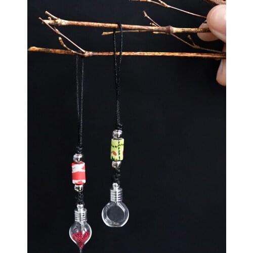 2PCS Glass vials Pendant Key chain name on rice vials Fimo beads Wish Secret Keep Cellphone Strap Diy Jewelry