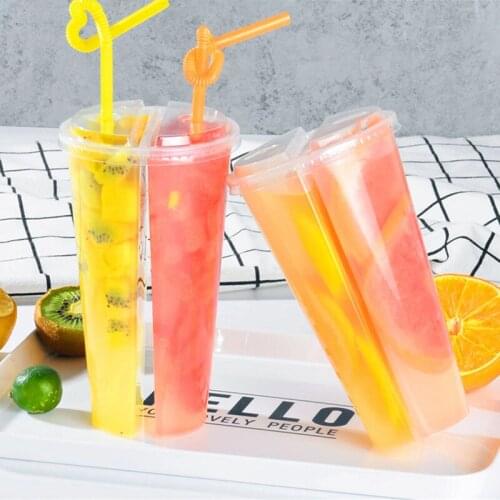 30pcs Double couple cup 600ml large transparent cups party favors disposable coffee cups milk tea juice plastic cups with lid