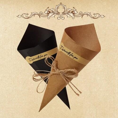 50pcs Black/Khaki Kraft Paper Confetti Paper Petal Cones Candy Placed Confetti Bridal Shower Party Wedding Decor Drop Shipping