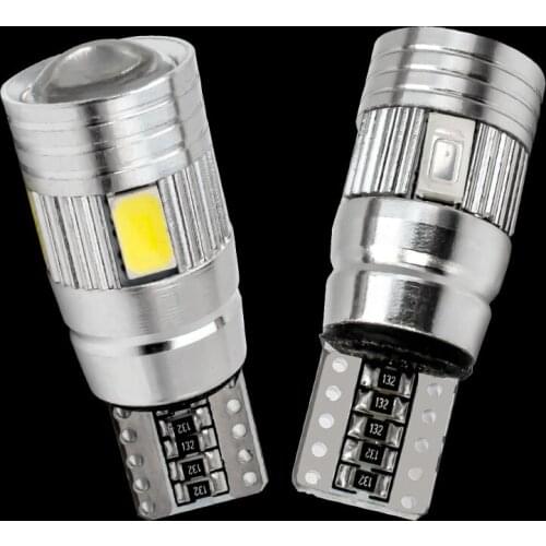50PCS High Quality T10 6 SMD 5630 LED CANBUS NO ERROR Auto Wedge Lamp 192 194 168 W5W 6SMD 5730 LED Car Parking Light Bulb 50X