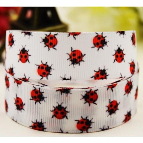 22mm 25mm 38mm 75mm ladybug Cartoon printed Grosgrain Ribbon party decoration 10 Yards X-02955