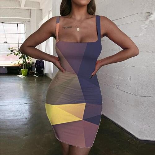 Giyu Brand Colorful Dresses Women Cube Sundress Harajuku 3d Print Womens Clothing Mini Evening New Beach Fashion