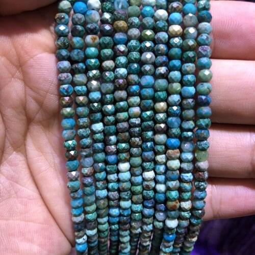 5strings Lot,Natural Chrysocolla Beads,Faceted Semi Gem Roundel Beads,Tiny Spacer Gem jewelry Beads,approx 3x4mm,15.5"/str